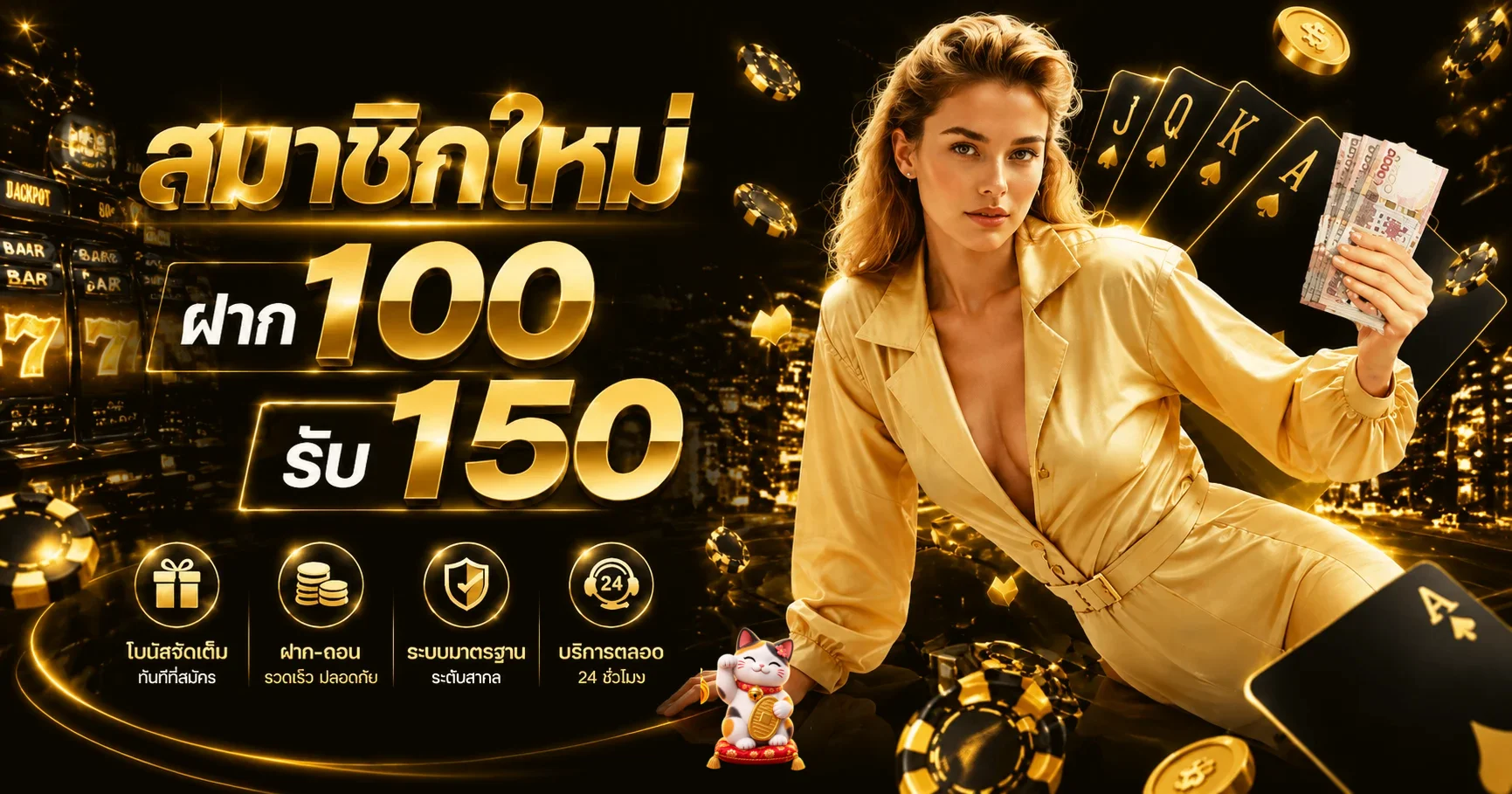 โปรโมชั่นสมาชิกใหม่พร้อม Lucky Neko สำหรับ POV888 WIN